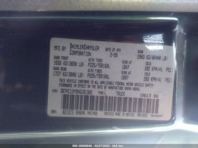 Dodge RAM 1500 1999 3B7HC13Y9XG181302 Image 10