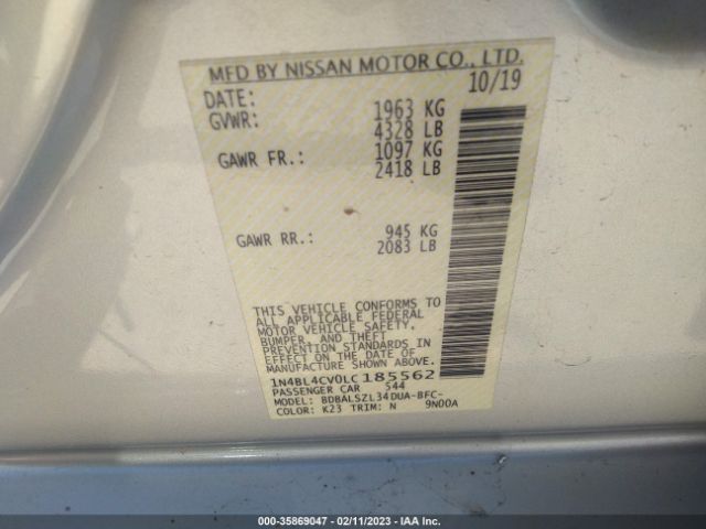 1N4BL4CV0LC185562 Nissan Altima 2.5 Sr