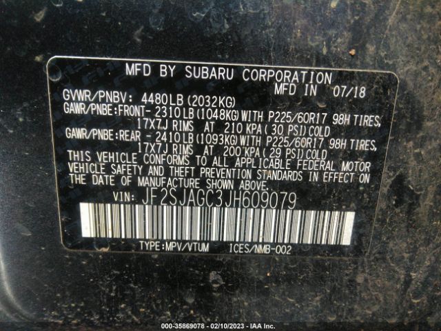 JF2SJAGC3JH609079 Subaru Forester Premium