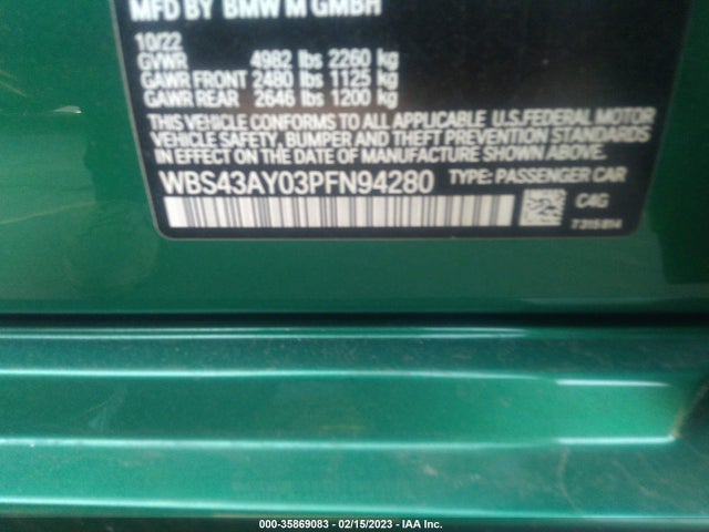 2023 BMW M3, VIN: WBS43AY03PFN94280