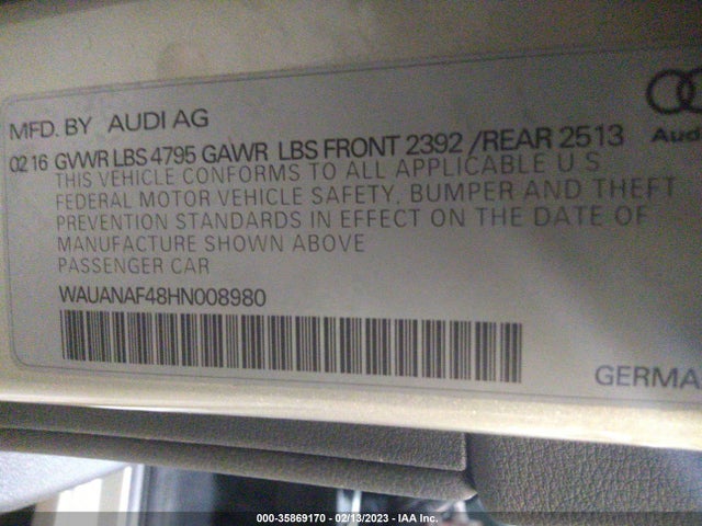 WAUANAF48HN008980 Audi A4 PREMIUM