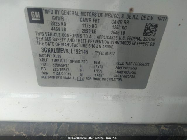 3GKALMEV9JL192146 GMC Terrain Sle