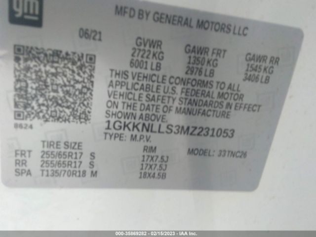 1GKKNLLS3MZ231053 GMC Acadia At4