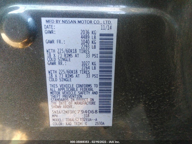 2015 Nissan Rogue, VIN: 5N1AT2MT3FC794068