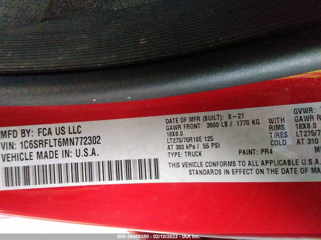 RAM 1500 Rebel 2021 1C6SRFLT6MN772302 Image 10