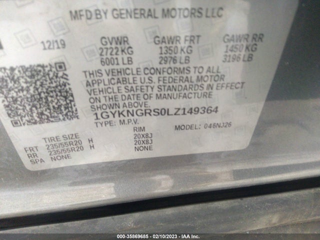 2020 Cadillac XT5, VIN: 1GYKNGRS0LZ149364