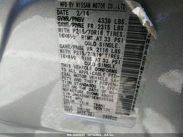 Nissan Rogue Select S 2014 JN8AS5MT0EW605595 Image 10