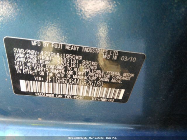 JF1GH6D64AG826180 Subaru Impreza Wagon Outback Sport
