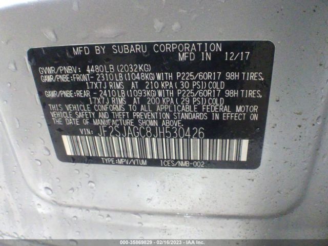 JF2SJAGC8JH530426 Subaru Forester Premium