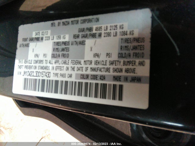 2013 MAZDA MAZDA5 TOURING VIN: JM1CW2CL3D0157430