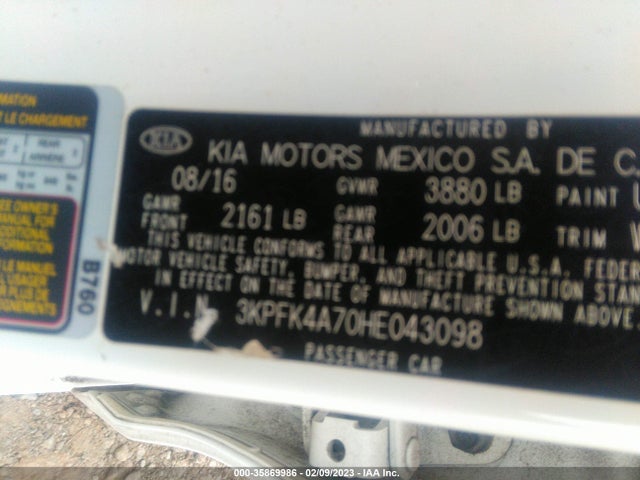 2017 Kia Forte, VIN: 3KPFK4A70HE043098