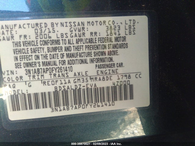 Nissan SENTRA SV 2015 3N1AB7AP0FY261410 Image 10