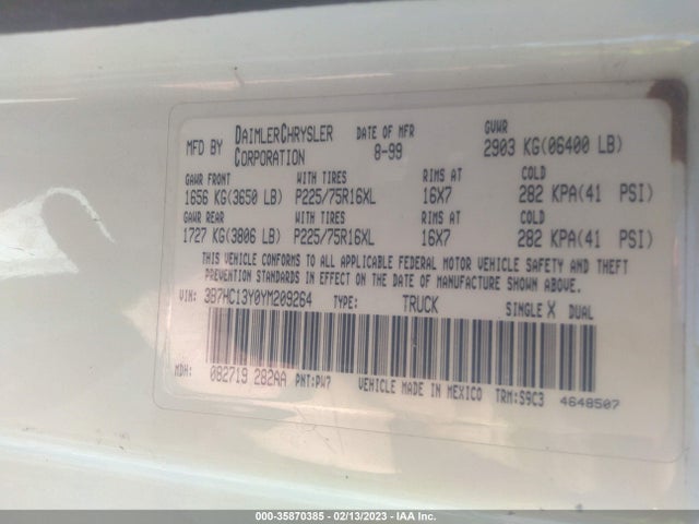 Dodge RAM 1500 2000 3B7HC13Y0YM209264 Image 10
