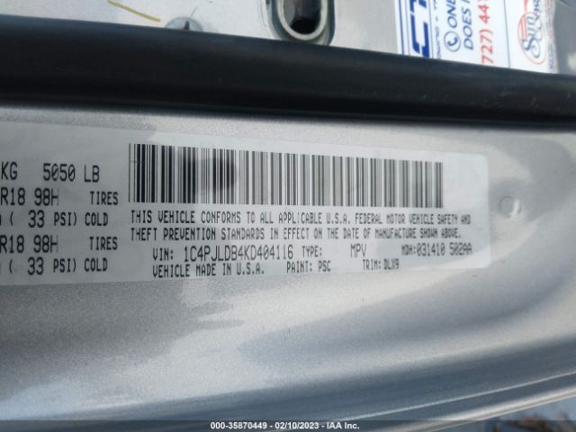 1C4PJLDB4KD404116 Jeep Cherokee Limited