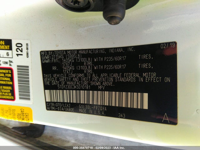 Toyota Sienna Xle Auto Access 2019 5TDYZ3DC3KS010181 Image 10