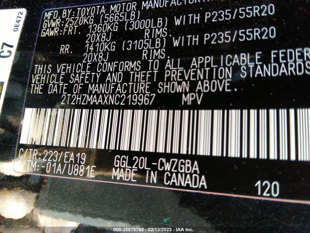 2T2HZMAAXNC219967 Lexus Rx Rx 350
