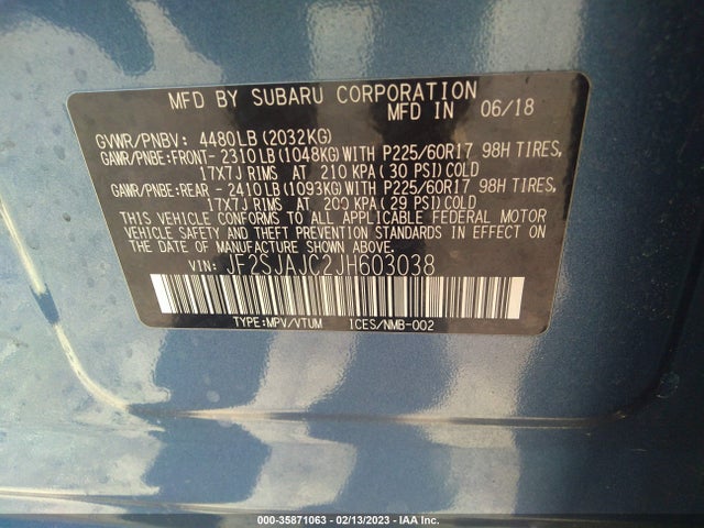 2018 Subaru Forester, VIN: JF2SJAJC2JH603038