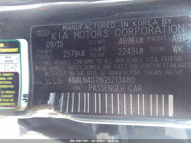 2016 Kia Cadenza, VIN: KNALN4D78G5213480