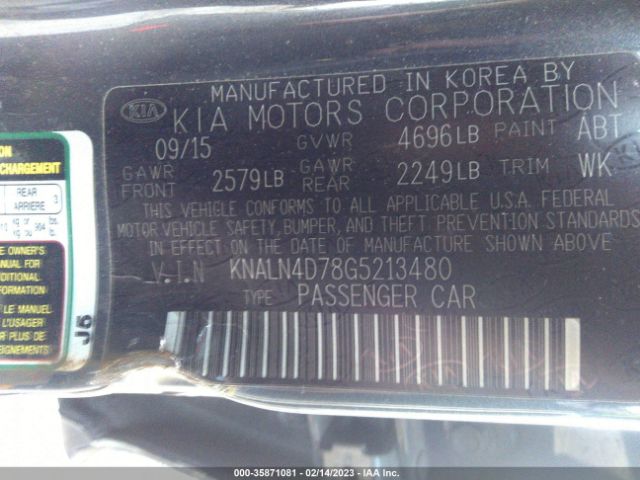 KNALN4D78G5213480 KIA Cadenza Premium