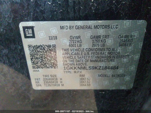 1GKKNMLS9KZ184484 GMC ACADIA SLT