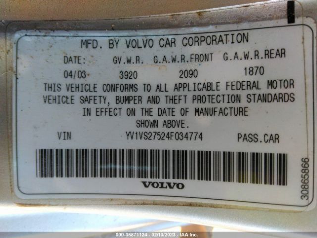 YV1VS27524F034774 Volvo S40