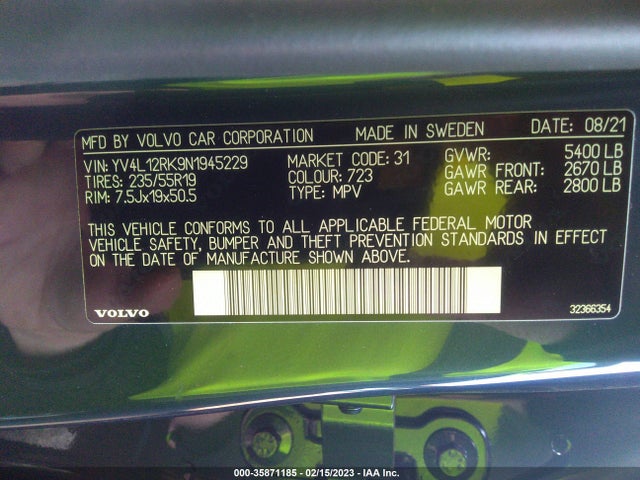 2022 Volvo XC60, VIN: YV4L12RK9N1945229