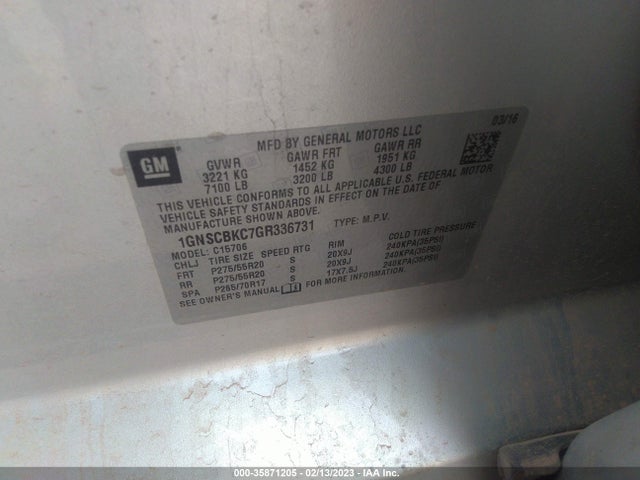 Chevrolet Tahoe 2016 1GNSCBKC7GR336731 Image 10