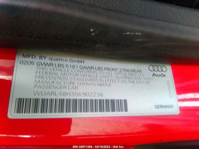 WUARL48H35K902236 Audi S4