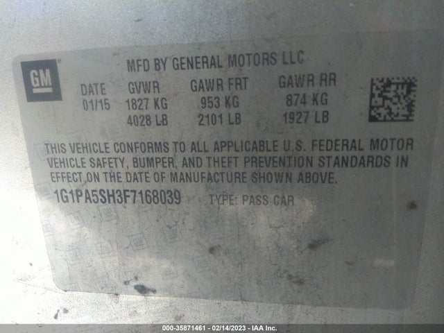Chevrolet CRUZE LS 2015 1G1PA5SH3F7168039 Image 10