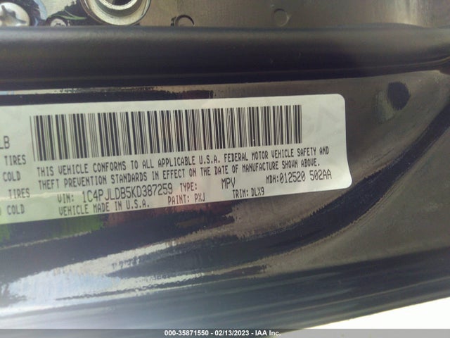 2019 JEEP CHEROKEE LIMITED VIN: 1C4PJLDB5KD387259