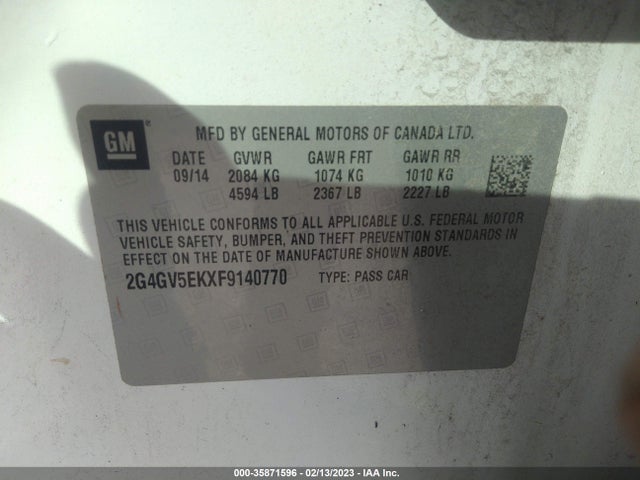 Buick Regal 2015 2G4GV5EKXF9140770 Image 10