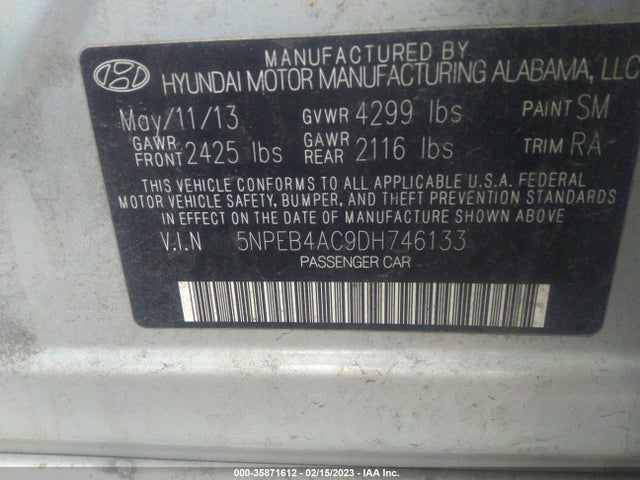 Hyundai SONATA GLS 2013 5NPEB4AC9DH746133 Image 10