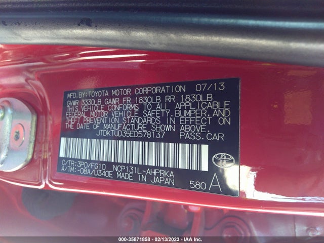 2014 Toyota Yaris, VIN: JTDKTUD35ED578137