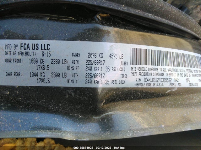 1C4NJDEB2FD395532 Jeep Compass High Altitude Edition