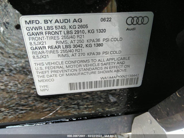 2022 Audi SQ5, VIN: WA1A4AFYXN2139442