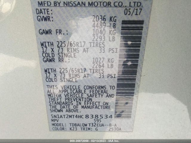 5N1AT2MT4HC838534 Nissan ROGUE SV
