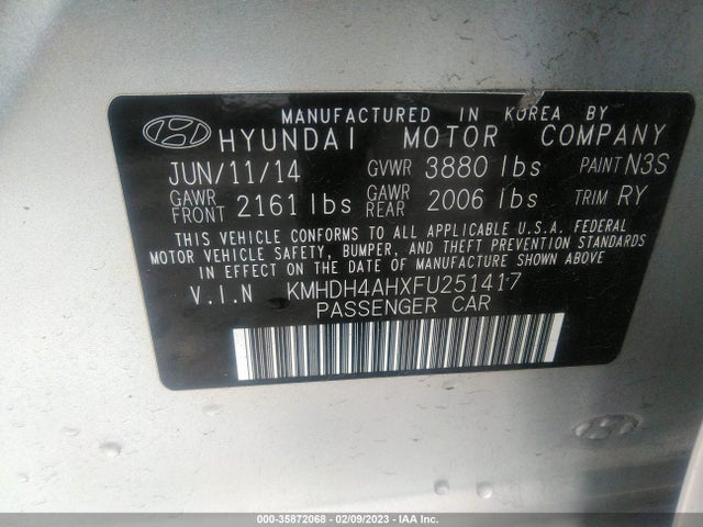 2015 HYUNDAI ELANTRA SPORT VIN: KMHDH4AHXFU251417