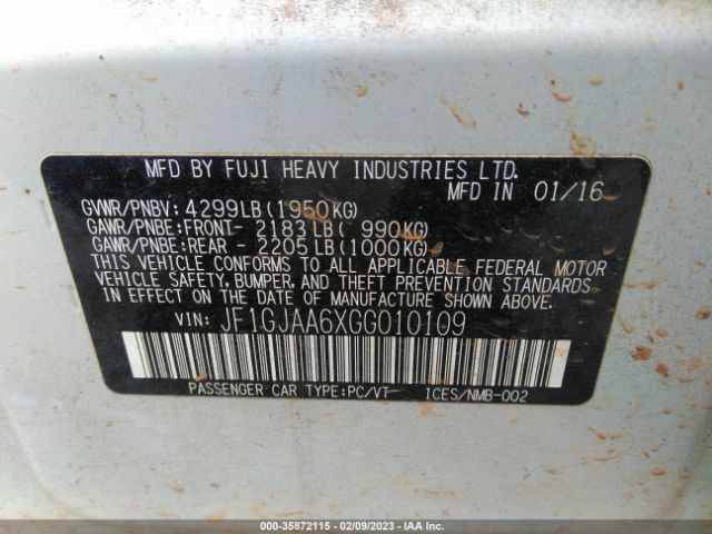 JF1GJAA6XGG010109 Subaru IMPREZA SEDAN