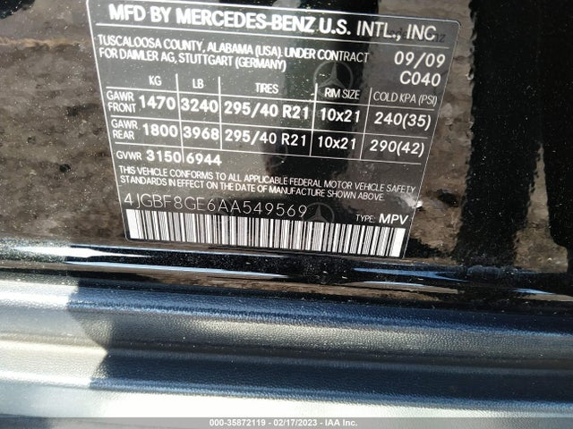 2010 Mercedes-benz Gl-class Gl 550 მანქანა იყიდება აუქციონზე, vin: 4JGBF8GE6AA549569, აუქციონის ნომერი: 35872119
