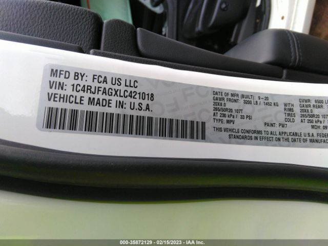 1C4RJFAGXLC421018 Jeep Grand Cherokee Altitude