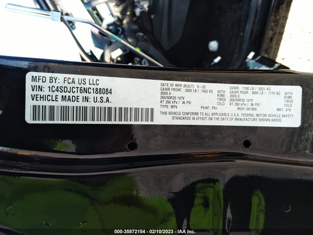 Dodge Durango R/t Plus 2022 1C4SDJCT6NC188084 Image 9