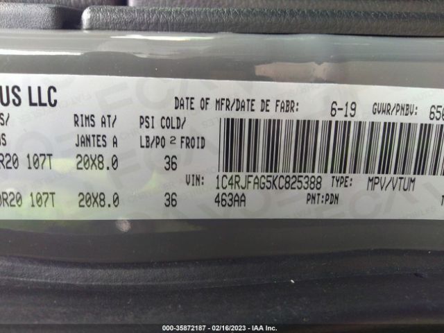 1C4RJFAG5KC825388 Jeep Grand Cherokee