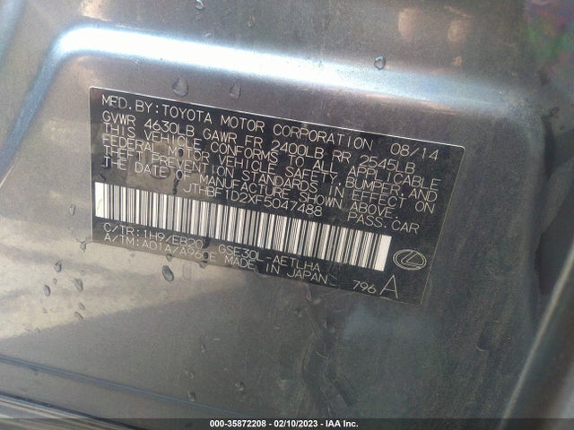 Lexus IS 250 2015 JTHBF1D2XF5047488 Image 9