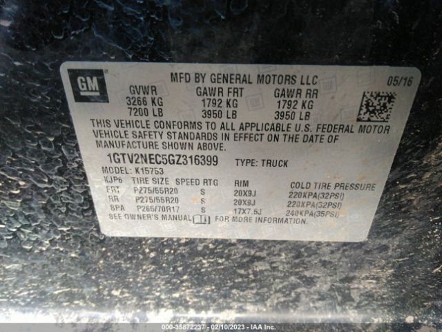 1GTV2NEC5GZ316399 GMC Sierra 1500 Slt