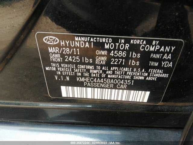 Hyundai SONATA HYBRID 2011 KMHEC4A45BA004351 Image 10