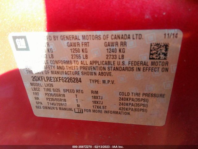2GKFLRE3XF6226284 GMC Terrain Sle