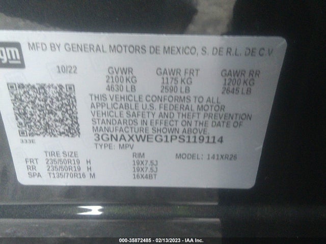 Chevrolet EQUINOX RS 2023 3GNAXWEG1PS119114 Image 9