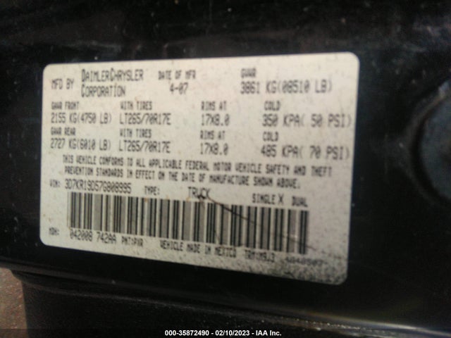 Dodge Ram 1500 Slt 2007 3D7KR19D57G808995 Image 10