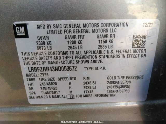 LRBFZRR43ND053672 Buick Envision Avenir