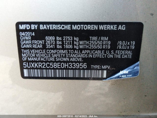 BMW X5 Sdrive35i 2014 5UXKR2C58E0H33956 Image 9